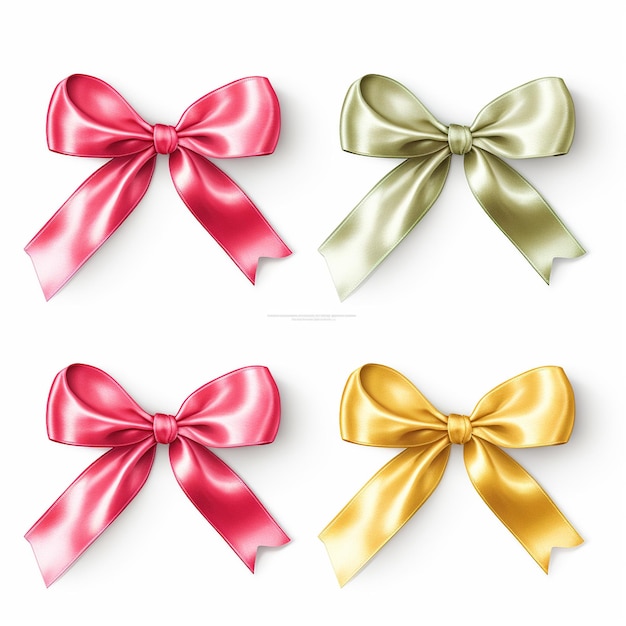 a set of bows with a pink ribbon on it