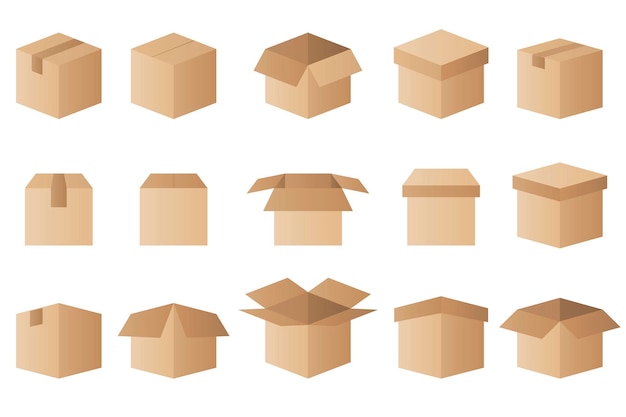 Vector set of box gradient vector icons