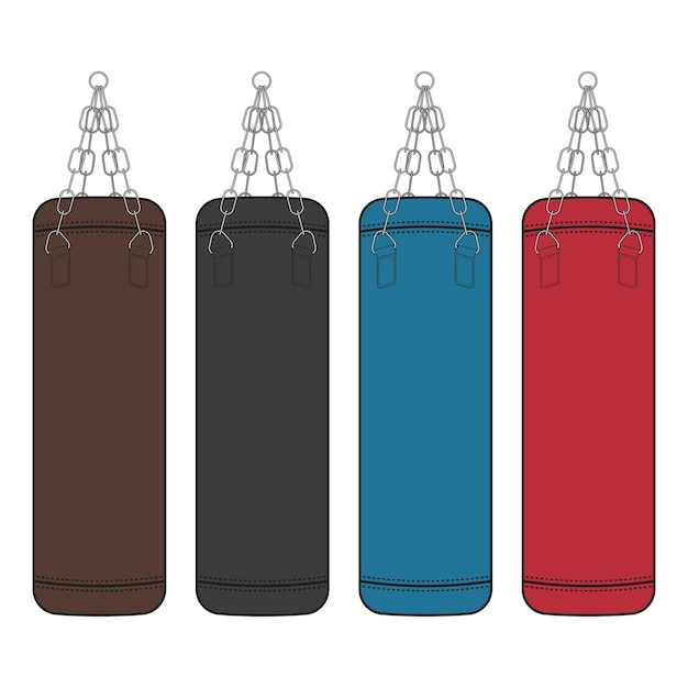 Vector set of boxing bag vector illustration in flat design