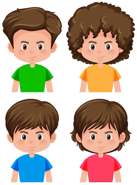 Set of boy different hairstyle