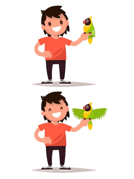 set boy and parrot. 