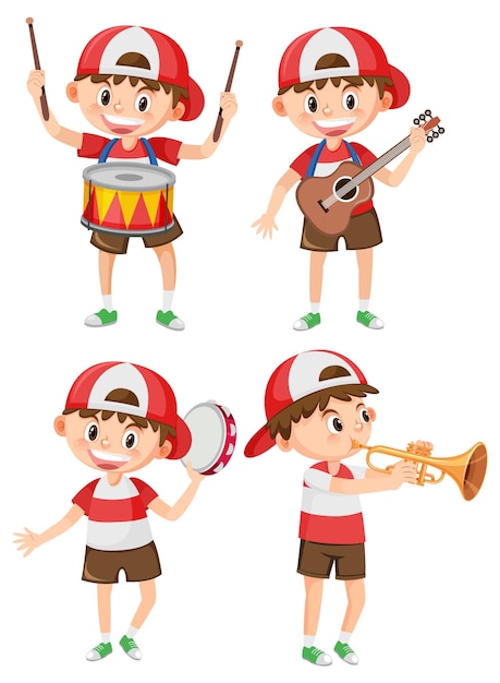 Set di ragazzo con strumento musicale