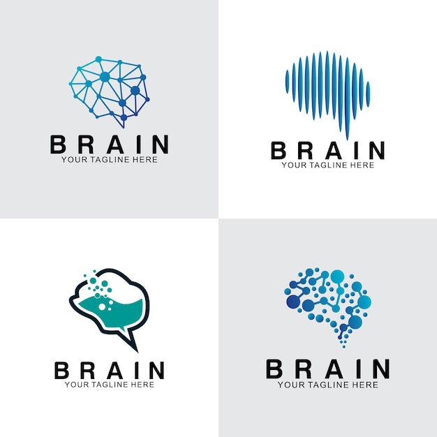 Set of brain logo vector design template