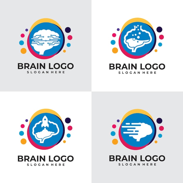 Set of brain logo vector design template