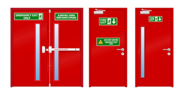 set branddeuruitgang geïsoleerd of branddeur nooduitgang of rode deur evacueren bij brandongeval;