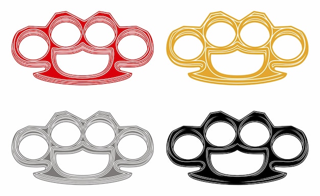 Set brass knuckles icon design Hand weapons fighting vector illustration