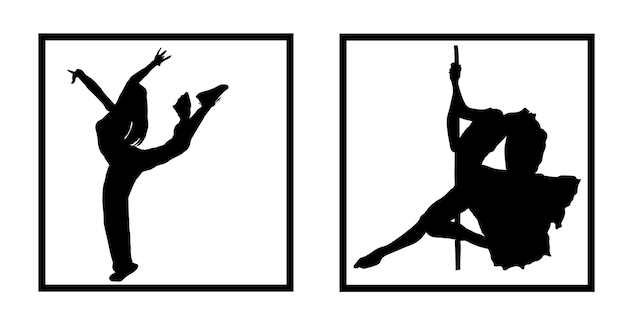 A set of break dance silhouette collection vector