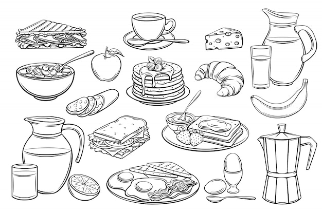 Set breakfast icons