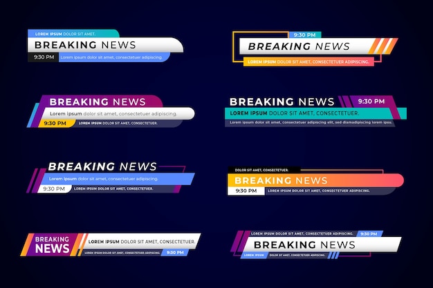 Set of breaking news banners