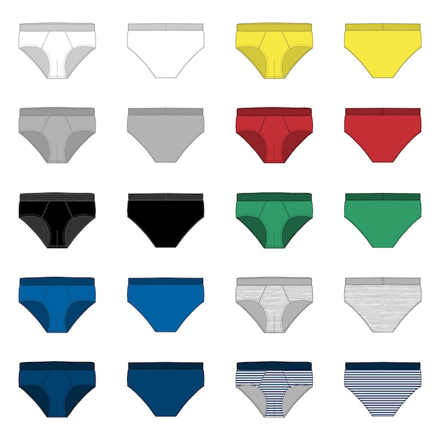 Set of brief pants underwear men template