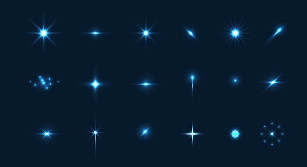 Set of bright beautiful effect stars glitter sparkles with special light effect vector sparkles on a transparent background screen blending mode to make highquality images