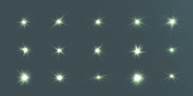 A set of bright beautiful stars light effect