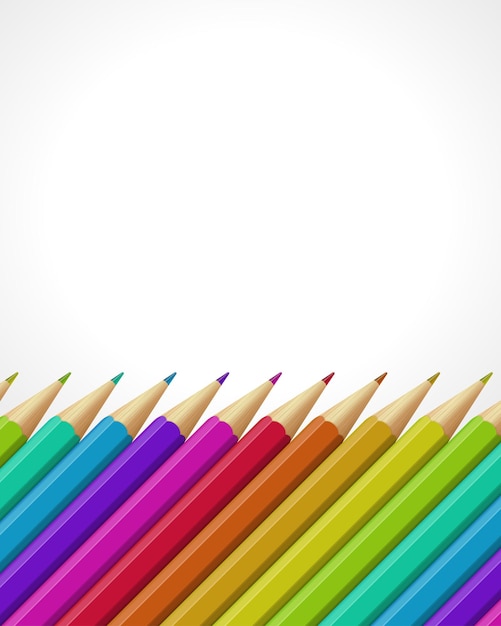 Vector set of bright colorful pencils