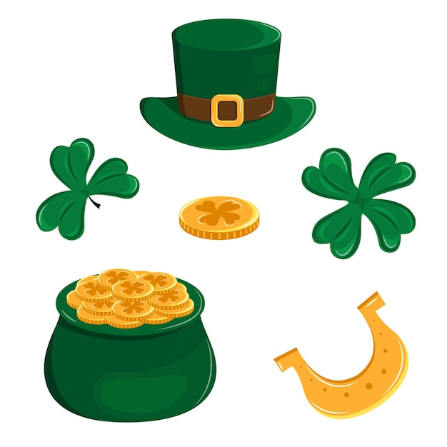 Vector set of bright elements for st patricks day