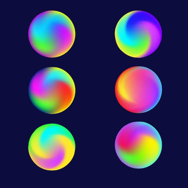 Vector set of bright neon balls