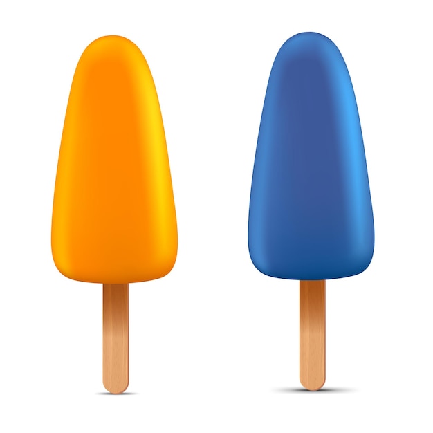 Vector set of bright realistic homemade frozen popsicle vector realistic juicy ice cream icon