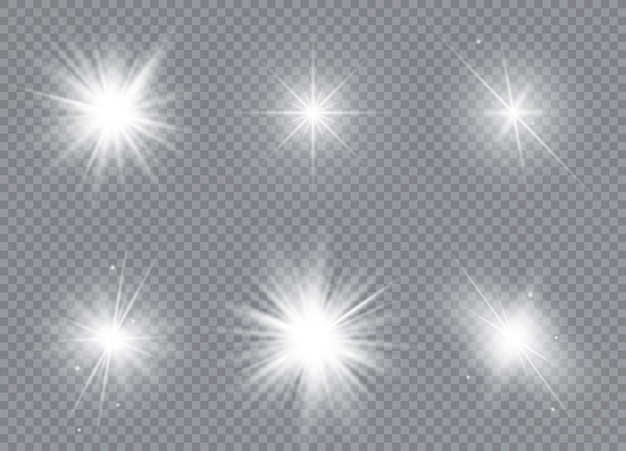 Set of bright stars. Sunlight translucent special design light effect.