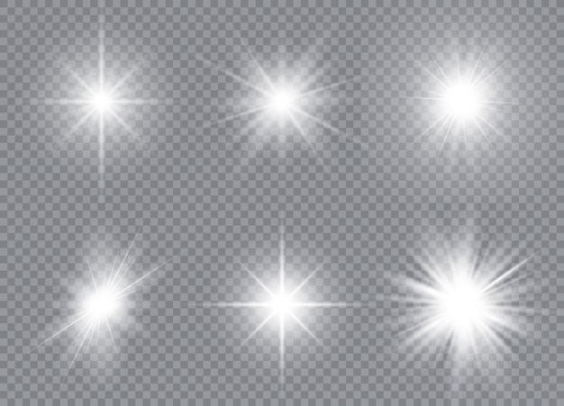 Set of bright stars. Sunlight translucent special design light effect.