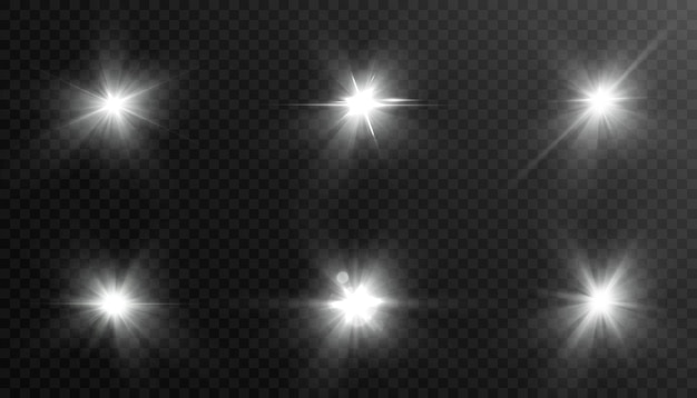 Set of bright white light effects vector