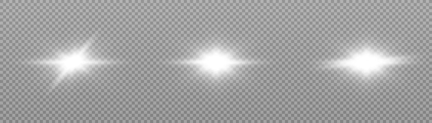 Set of bright white stars with highlights. vector png