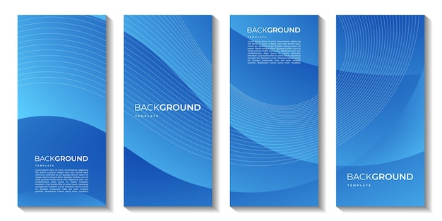 A set of brochures with abstract blue wave gradient background