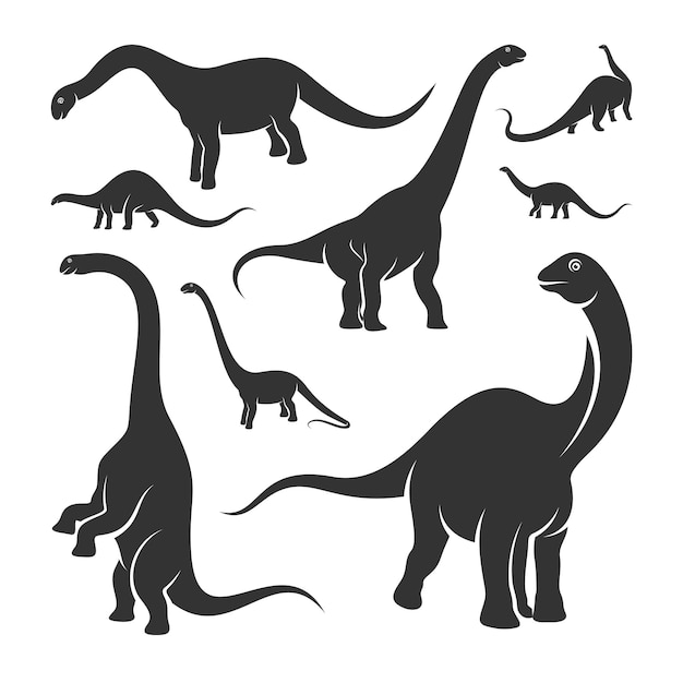 Brontosaurus 로고 디자인 벡터 아이콘 기호 템플릿 일러스트 레이 션의 집합