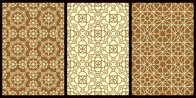 Set of brown arabic seamless pattern vector