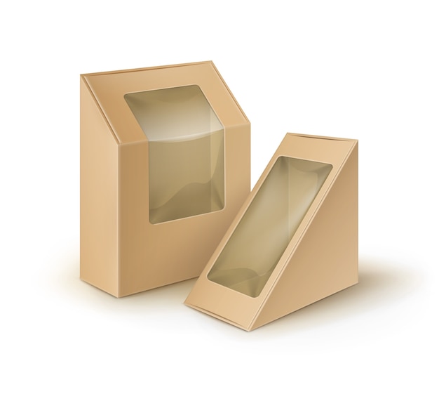 Vector set of brown cardboard packaging