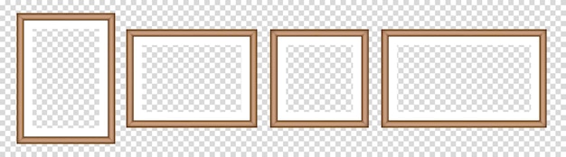 Set of brown photo frames Square and rectangular pictures Poster or painting template