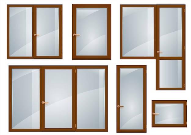 Set of brown plastic windows