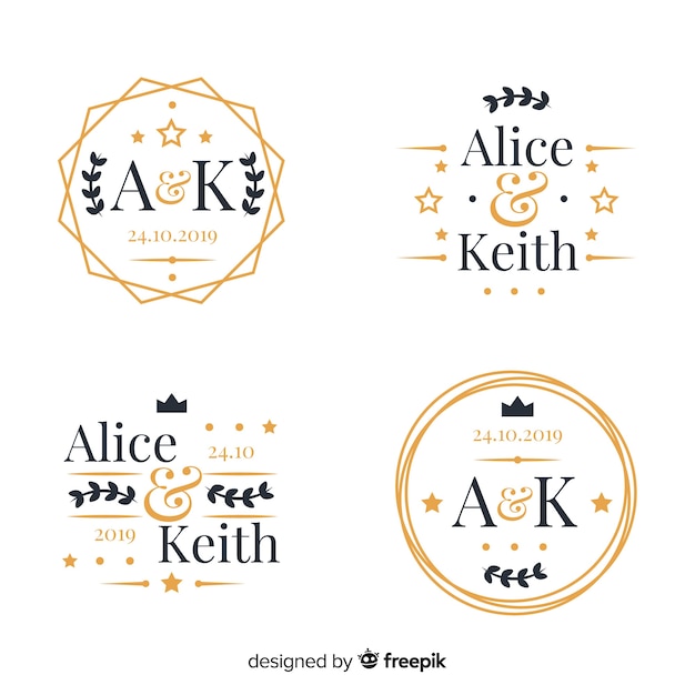 Vector set bruiloft monogram logo's