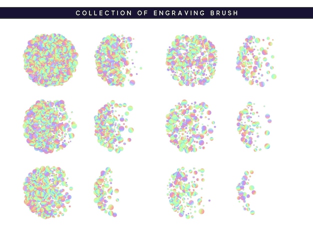 Vector set of brush stipple hologram pattern for design. vector illustration