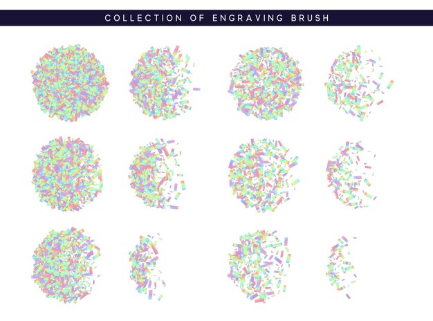 Vector set of brush stipple hologram pattern for design.