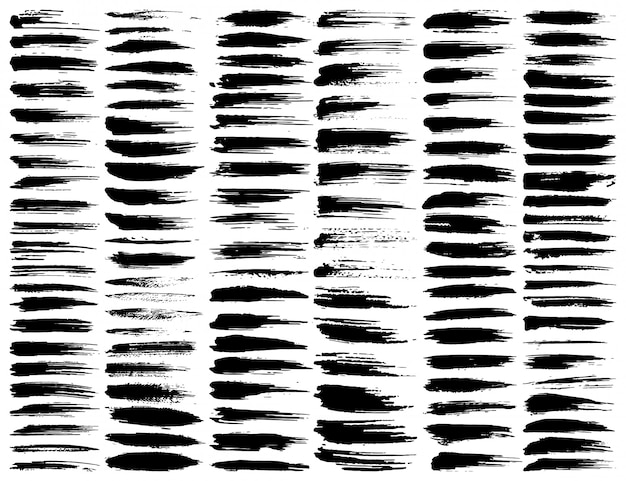 Set di pennellate, pennellate di inchiostro nero grunge. illustrazione vettoriale