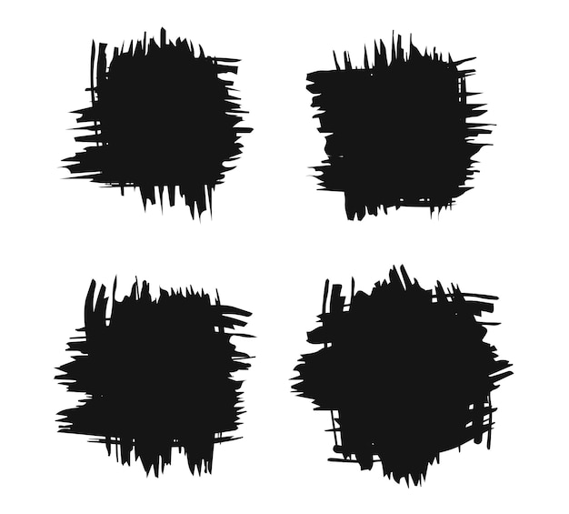 Vector set of brush strokes black ink grunge brush strokes