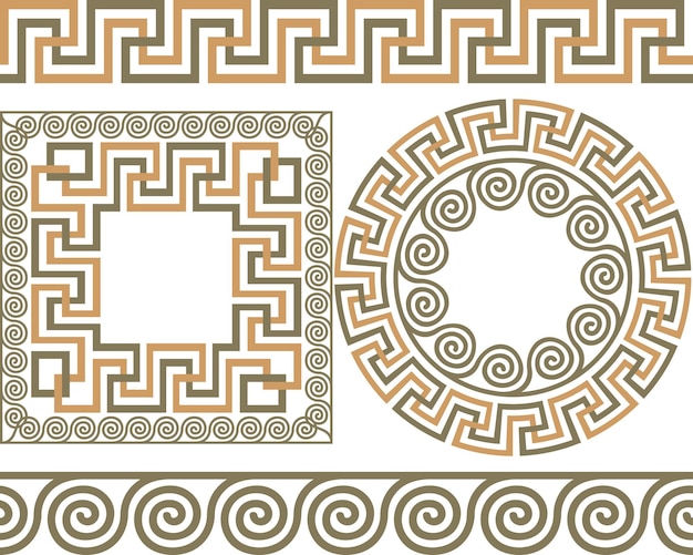 Set of brushes to create the greek meander patterns, and round and square frames.