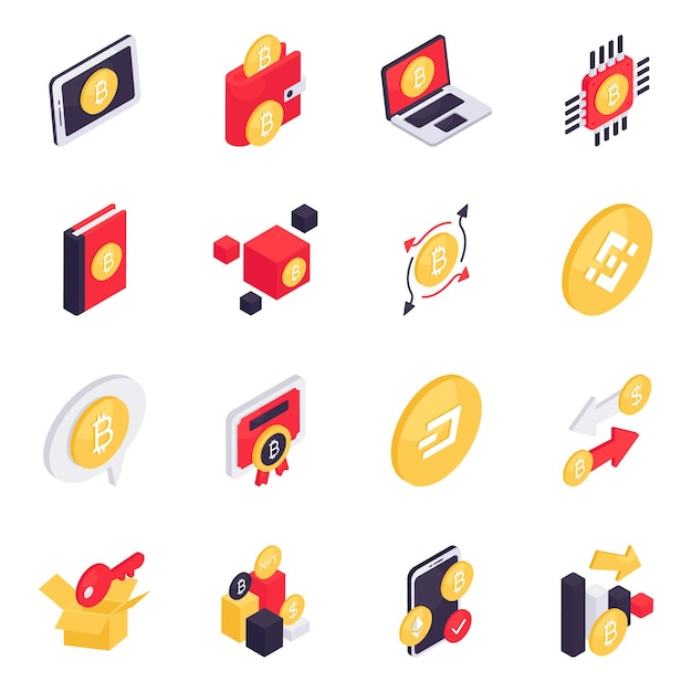 Btc 이소메트릭 아이콘 세트