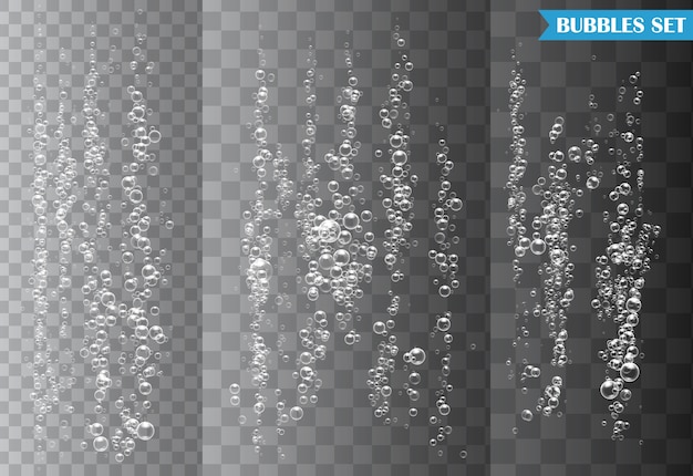 Set of bubbles under water isolated on transparent background. 