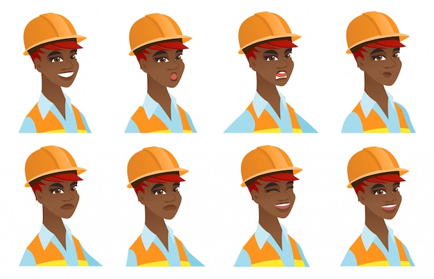 Vector set of builder characters.