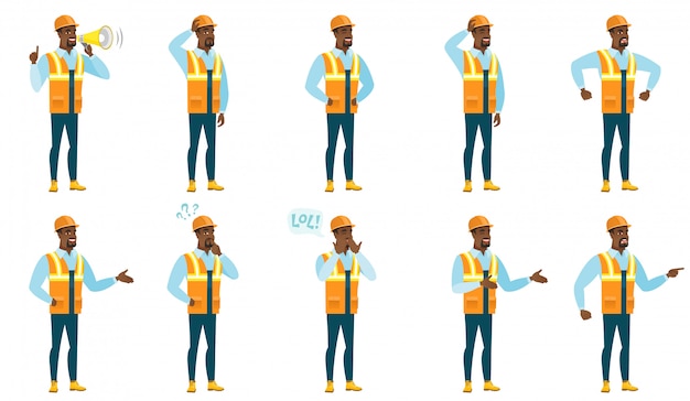 Vector set of builder characters