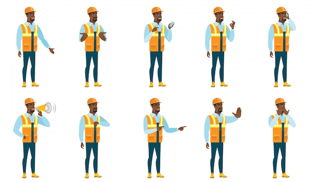 Vector set of builder characters