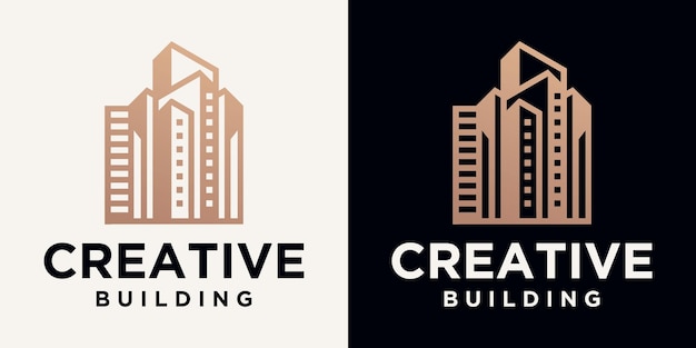 Set building construction logo, building logo geometric lines icon design real estate logo template