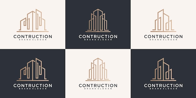 Set of building construction logo design inspiration for company premium vector