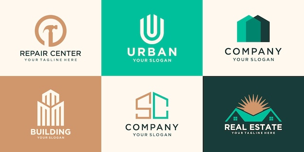 Set of building and house logo design template