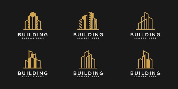 Set of building logo design template