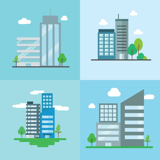 Set of building vector flat design