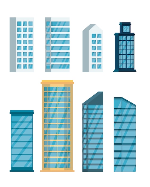 Vector set buildings cityscape icons