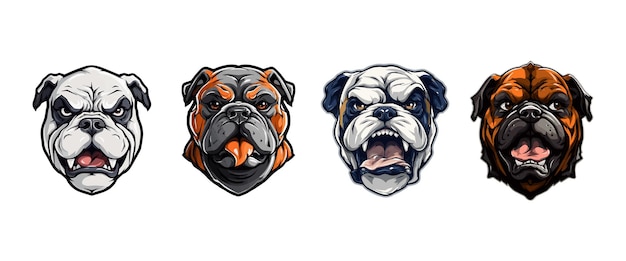 Set of Bulldog Mascot design Bulldog Logo Collection Vector illustration Bulldog Logo design