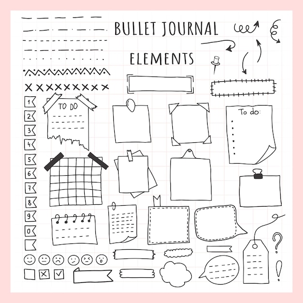 Set of Bullet Journal Elements