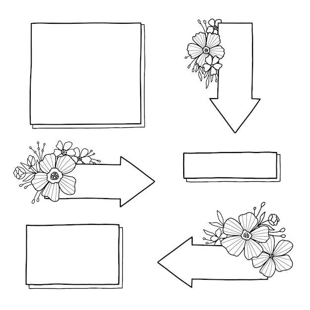 Vector set for a bullet journal with floral elements.